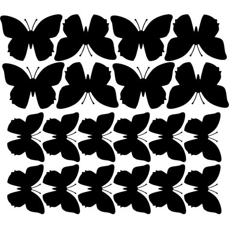 Pegatinas de pared de mariposas grandes, 20 unidades, color negro brillante.