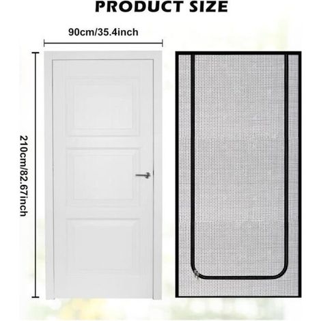Moustiquaire Porte Fenêtre, Moustiquaire Anti-Chats, Porte Moustiquaire avec Fermeture Éclair, Rideau de Porte pour Animaux,90x210cm (1/3)