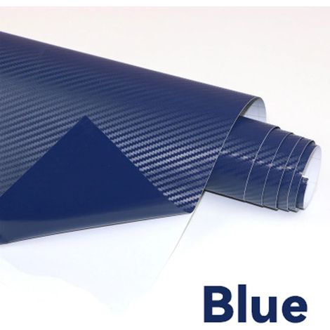 (Bleu - 20 x 150 cm) Film adhésif vinyle imitation fibre de carbone 3D, imperméable, pour voiture et moto. Convient pour la personnalisation de votre véhicule. (1/4)