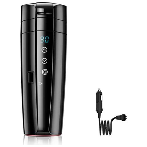 Tasse chauffante pour voiture 400 ml – Acier inoxydable 304 – Contrôle intelligent de température 20-95℃ – Alimentation 12V/24V (1/4)