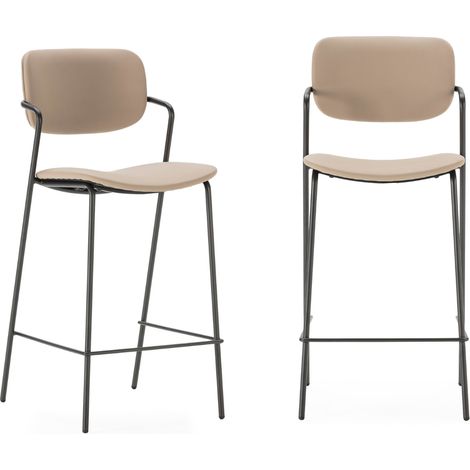 CALICOSY - Lot de 2 tabourets avec pieds en métal noir H66 cm - MAIKA (1/5)