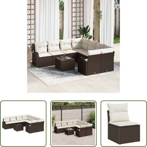 Poly-Rattan -  Gartensofa-set Braun 55 x 55 x 37 cm Poly-Rattan (1/5)