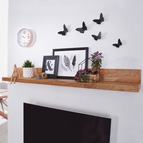 Wandregal Massiv-Holz Akazie Holzregal 80 cm Wand-Board Natur-Produkt B/H/T ca. 80/17/22cm (1/5)