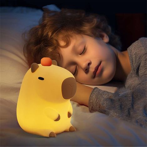Meerschweinchen-Nachtlicht, USB-aufladbar, Touch-Steuerung, Silikon, Timer-Funktion (weiß)