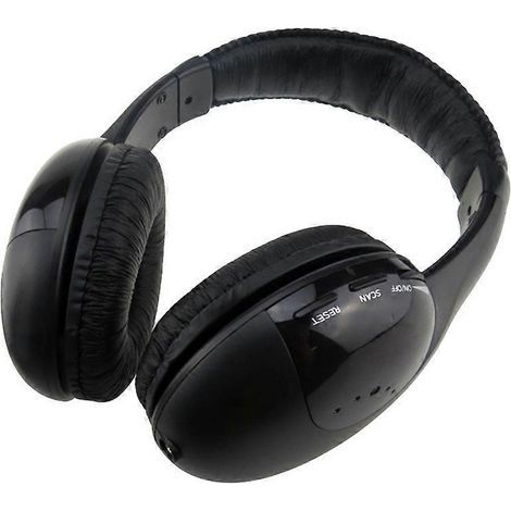 Casque audio sans fil stéréo multifonction MH-2001 avec microphone et radio FM pour MP3, PC, TV et téléphones (noir)-Black (1/3)