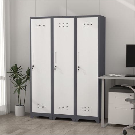 Armadio metallico 40 x 40 x 165 cm grigio con serratura, per garage e ufficio - MEUBLIV (1/5)