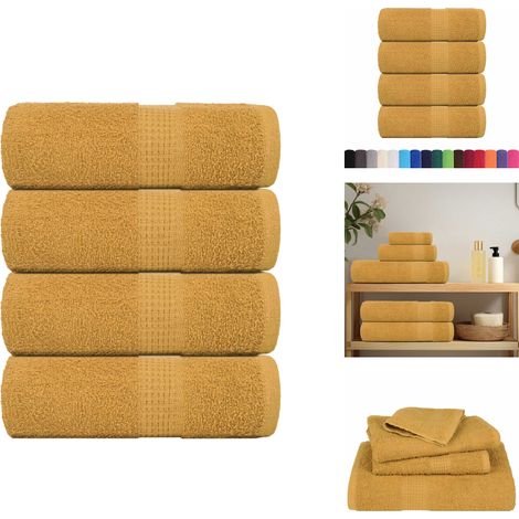 Serviettes de visage 4 pcs doré 30x30 cm 360 g/m² 100% coton - Serviette De Visage - Serviettes De Visage - Serviette - Serviette De Bain (1/5)