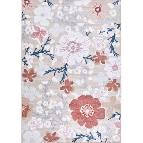 Elegante tappeto 140 x 200 cm Tessuto Motivo floreale antiscivolo Multicolore Dazkiri