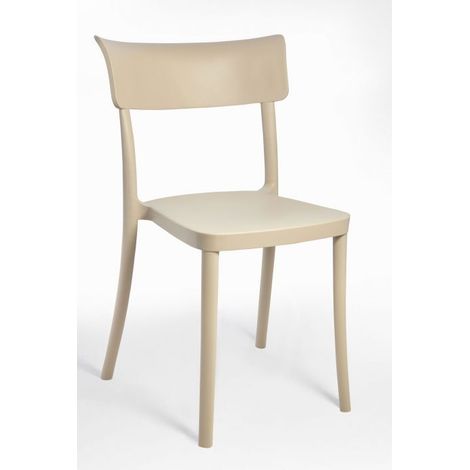 Sedia Polipropilene Colorata Design Moderno, da Esterno, Sala da Pranzo, Cucina e Bar - Impilabile - SARETINA - 9 colori Colore Cappuccino, Opzioni 1° scelta