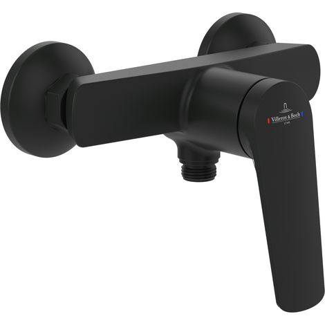 Villeroy & Boch Oasis - Miscelatore Doccia Esterno con Risparmio Idrico AirPlus e Valvola di Non Ritorno Igienica, Montaggio a Vista - Nero Opaco (1/4)