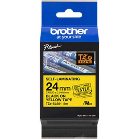 [NEUWERTIG] B-Ware Brother Schriftband TZe-SL651 selbstlaminierend schwarz auf gelb 24mm x 8m (1/2)