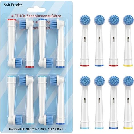 Lot de 8 Têtes de Brosse Sensitive Clean Compatibles avec 1000/2000/3000/5000/7000/8000, 8000/9000/10000/X, 1500/5000/7000, Professional Care, Vitality (1/5)