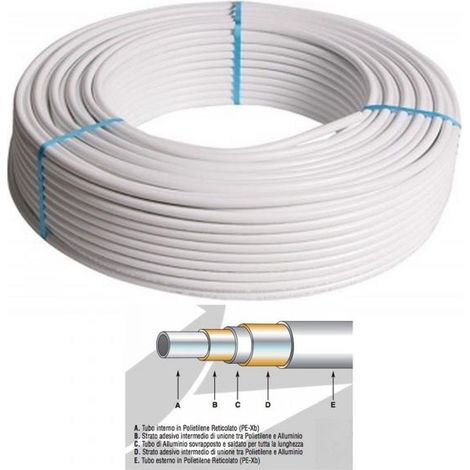 10 metri di TUBO MULTISTRATO AL/PEX 20X2 mm PVC NUDO A NORMA