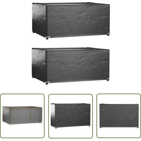 The Living Store Housses salon de jardin2pcs 8œillets 160x120x75cm rectangulaire - Housse De Jardin - Housse De Mobilier Extérieur - Protection Meubles Jardin - Imperméable - Anti Uv (1/5)