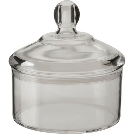 Premier Housewares Small Round Canister For Food Storage Transparent Airtight Jar With Round Lid / Jars Canister For Tea Coffee Sugar And Spices 14 x 14 x 14 (1/4)