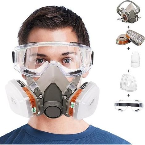 Masque Respiratoire Réutilisable pour Peinture,Gaz,Travaux,Produit Chimique, Resine Epoxy,Ponçage, Travaux de Construction, Pulvérisation (1/5)