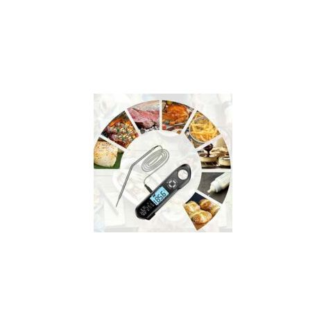 Termometro da cucina, termometro digitale LCD a lettura istantanea con doppia sonda e cavo lungo, impostazione allarme e magnete, temperatura preimpostata per carne, barbecue, dolci, latte ecc. - Crez