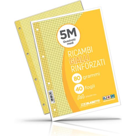 Ricambi Maxiquaderni Rinforzati Color Giallo 40Ff. 80Gr. 5Mm X30