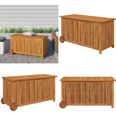 Gartentruhe mit Rollen 113x50x58 cm Massivholz Akazie - Holztruhe - Gartenaufbewahrung - Außenmöbel - Gartenkisten - Akazienholz - Home & Living (1/5)