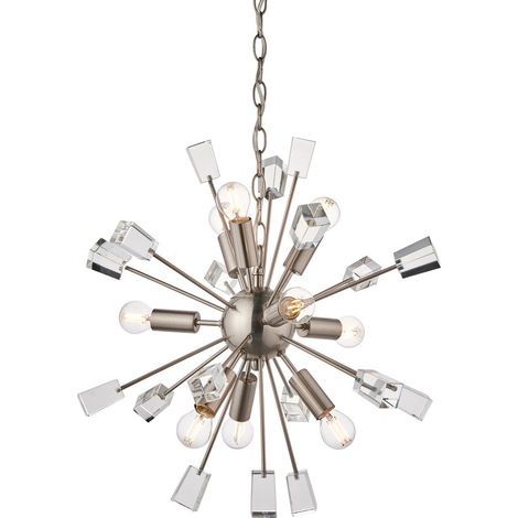 Endon Miro - Plafonnier à 9 ampoules au fini nickel satiné et verre cristal clair, E14 (1/5)