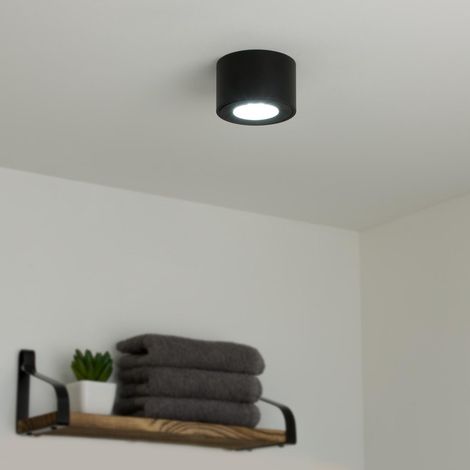 Flacher Aufbaustrahler rund IP44 Deckenleuchte - Farbe: schwarz - LED Leuchtmittel: 5W Neutralweiß 230V dimmbar 60° (1/5)