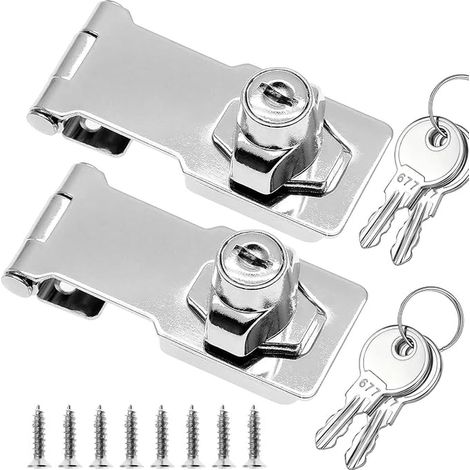 Loquet porte à clé à angle droit de 90 degrés avec bouton tournant pour placard Cadenas à loquet en placard serrure verrou avec clés identiques Silver Inch Pack (1/5)