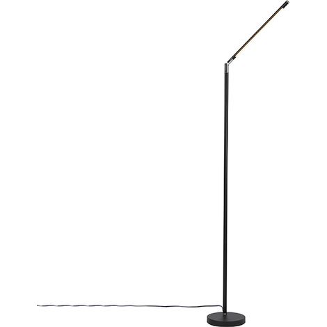 QAZQA Moderno Lámpara de pie moderna negra con LED y regulador táctil - Berdien Acero Alargada Incluye LED Max. 1 x 6 Watt (1/5)