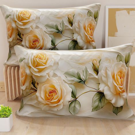 Paire de taies d'oreiller 30 x 50 cm en Microfibre, Coussins d'ameublement, canapé, Salon, 2 Housses de Coussin, taie d'oreiller Florale 06 12, 100% fabriqué en Italie (1/5)