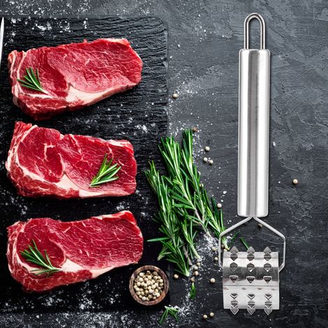 Fleischklopfer aus Edelstahl, Rolle für Rindersteaks und Hähnchen, Fleischklopfer, Küchenhelfer (1/5)