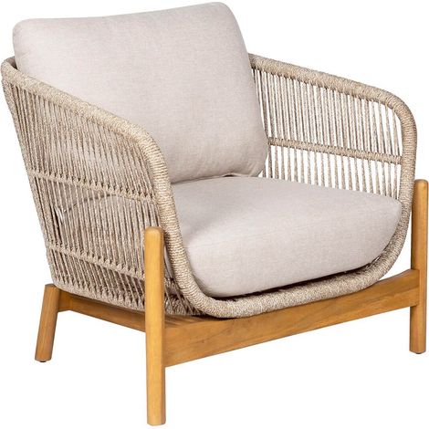 LORIENA - Fauteuil de Jardin en Acacia et Corde Beige avec Coussins (1/5)