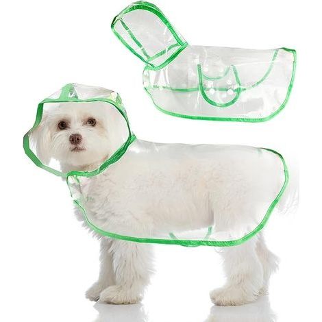 1 pièce Imperméable et Coupe-Vent pour Animaux de Compagnie, pour Chien avec Capuche Imperméable Transparent pour Chien Poncho,Imperméable à Capuche Transparent pour Chiots L Vert (1/5)