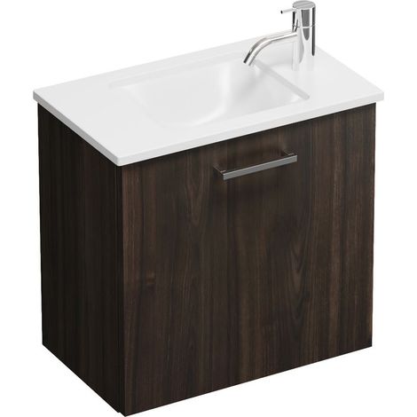 Burg Eqio Mineralguss-WT+WT-Unterschrank Marone Dekor Trüffel/Alpinweiß GRP95