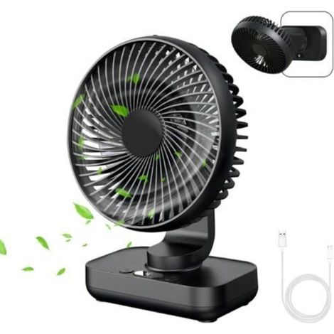 MERTTURM Mini ventilateur oscillant ultra silencieux, batterie 4000 mAh, petit ventilateur de table (4-13 h), affichage numérique LED à 4 vitesses, ventilateur portable pour bibliothèque, maison (1/5)