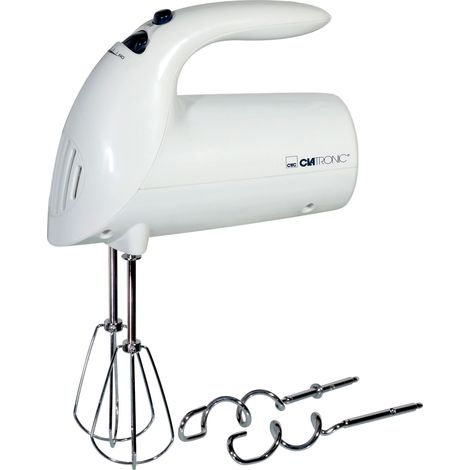 Clatronic HM 3014 Batidora de Varilla Especial Repostería, 5 Velocidades, Ganchos Amasar y Varillas  Batir Cromadas 250W Blanco (1/3)