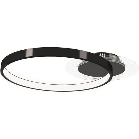 Plafonnier LED moderne à 2 anneaux avec température de couleur réglable, puissance 30 W, noir (1/5)