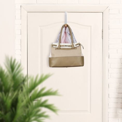 Set di 2 ganci pieghevoli per porte - metallo e legno salvaspazio