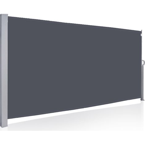 SWANEW Toldo lateral toldo lateral viento de visión retráctil balcón del jardín toldo exterior gris 180 x 300cm (1/4)