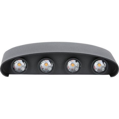 Aplique de pared LED V-TAC de 7 W, doble haz, cuerpo negro, blanco natural, IP65