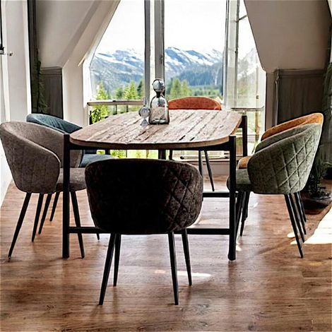 Table à manger teck recyclé bords arrondis 200 cm TRANI (1/2)