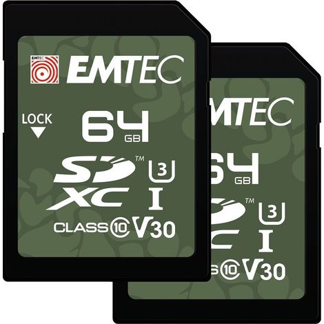 Emtec SDXC 64GB UHS-I U3 V30 para exteriores (2 unidades) (1/2)