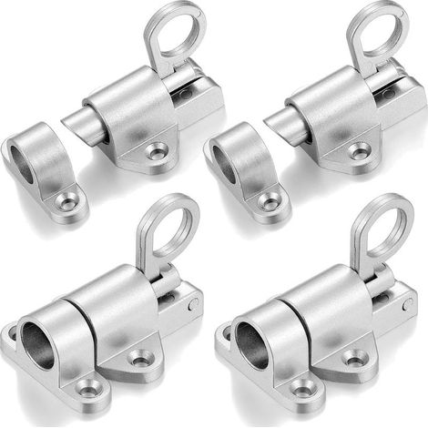 Verrou Porte Automatique 4 Pièces Loquet Ressort en Alliage d'Aluminium Verrouillage Sécurisé pour Portes Coulissantes,Armoires & Placards Installation Rapide (1/5)