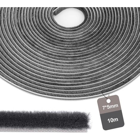 10m Joint Brosse 5mm pour Coulisse de Volet Roulant avec Talon 7mm Joint Coulisse pour Amortissement, Étanchéité et Réduction du Bruit de Volet Roulant/ Store (1/5)