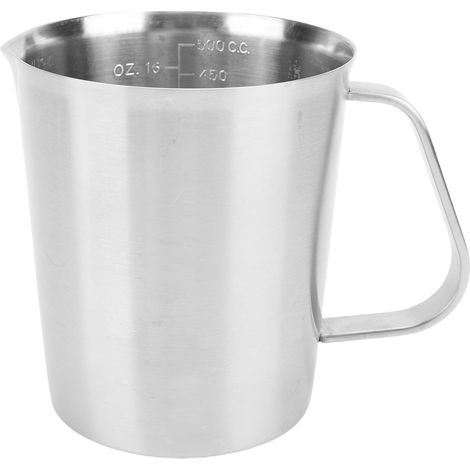 Messbecher aus Edelstahl, Milchaufschäumer mit Griff und oz/ml-Skala (500 ml) (1/5)