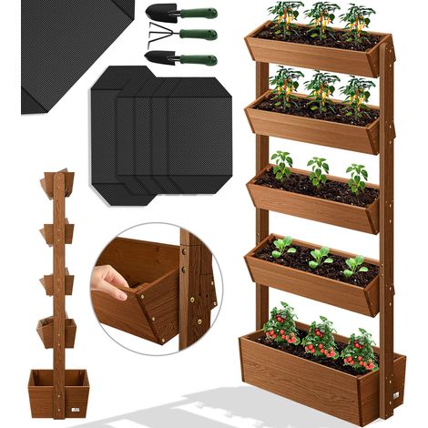 KESSER® Cama elevada con gradas Premium caja de flores escalera de flores escaleras de plantación - cama de vegetales cama de hierbas jardinera jardinera tina marco frío cama de flores jardinera marr