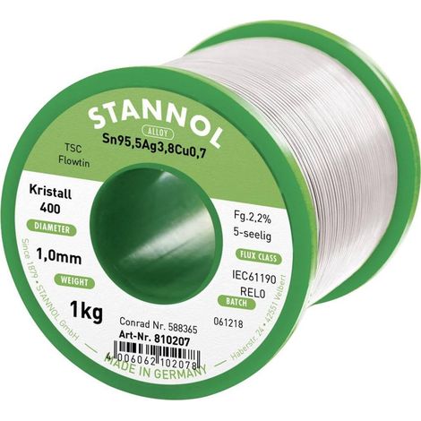 Stannol Flowtin TS bobina estaño para soldar plata 1 mm 1 kg