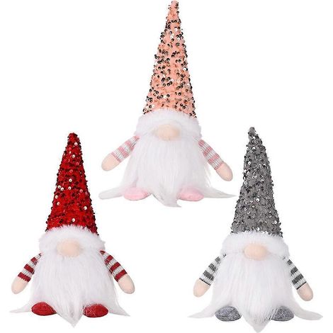 Lot de 3 décorations de Noël lumineuses représentant des nains, des poupées et des ornements. (1/5)