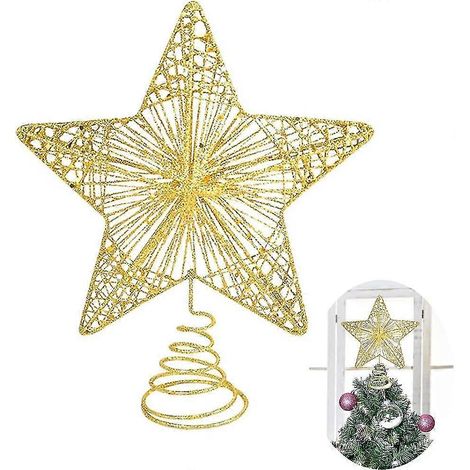 Étoile de sapin pour Noël. Décoration rustique haut de gamme pour l'extérieur. Décorations de sapin de Noël amusantes - Or rose (1/4)