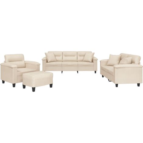 Maison Exclusive - Ensemble de canapés 4 pcs avec coussins Beige Tissu microfibre (1/5)