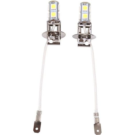 CHOYCLIT Lot de 2 Ampoules LED H3 5050 9 SMD Blanc Froid 6500K Xénon DC12V pour Phares Antibrouillard Auto, Feux de Voiture Haute Performance (1/5)