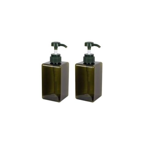 Dispensador de jabón de 450 ml, paquete de 2 unidades, bomba de vacío de plástico para cocina y baño, diseño verde oscuro - Crezuo (1/4)